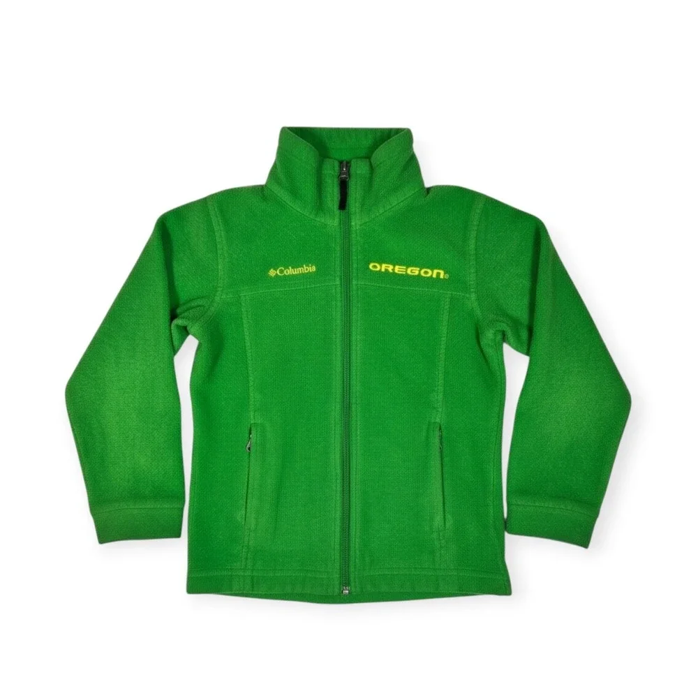 Columbia Fleece Univ. of Oregon Ducks Jacket Green Excellent XS Kids